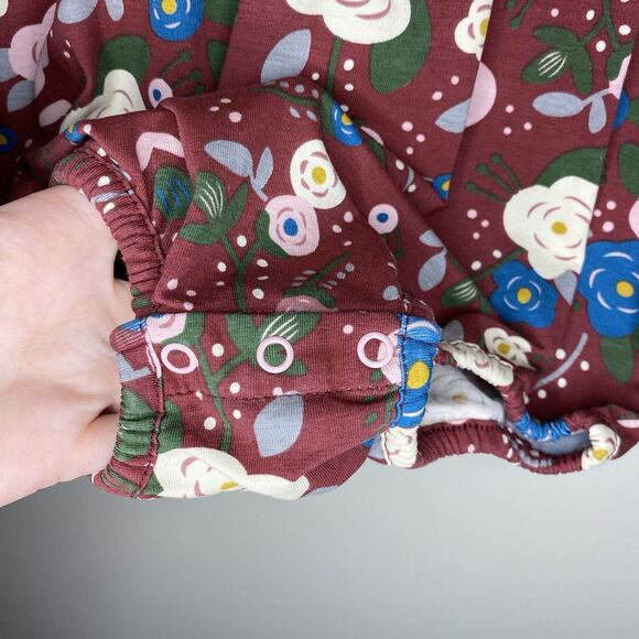Ruffle Butts Maroon Floral Long Sleeve Bubble Romper Size 2T - Picture 4 of 7